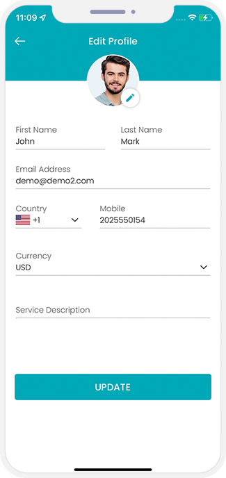 Service provider can update their profile