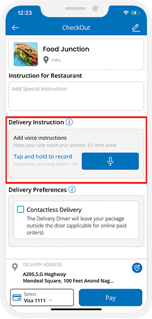 Voice Instruction for Delivery Driver