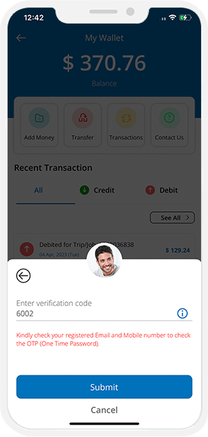 OTP verification for money transfer