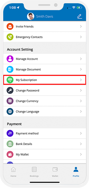 view your subscription details in your profile