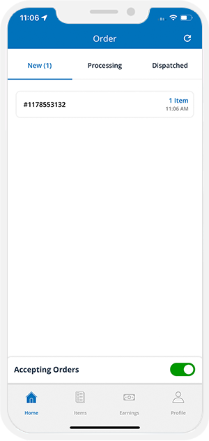 restaurant app displays order details