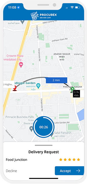 delivery driver sees request