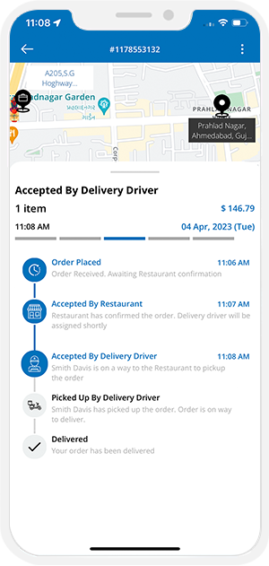 user see assigned driver for pickup of order