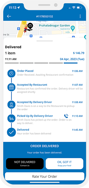 order delivered successful