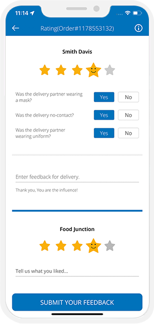 user rate & review to restaurant & driver