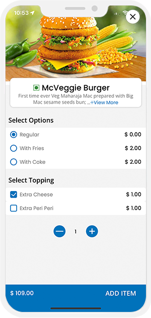 user add food item to basket