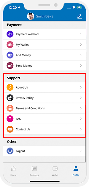 Information like About Us, Privacy Policy, Terms and Conditions, Contact US and FAQ.