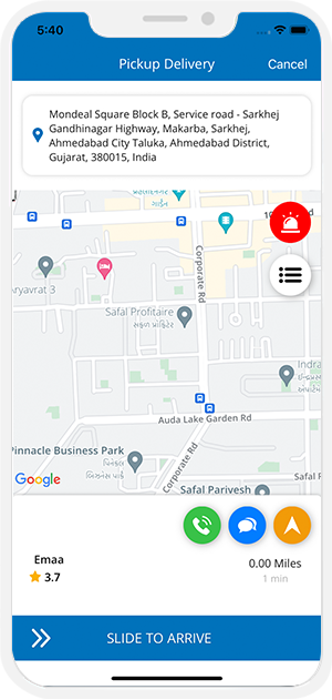 slide to begin job