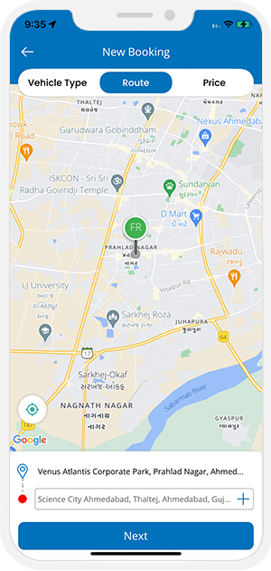 pickup and delivery address