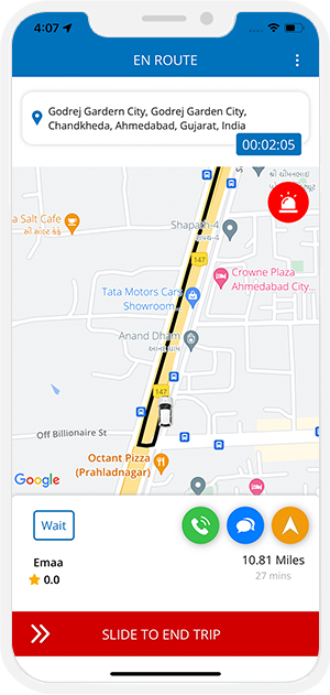 driver slide to end trip and rider get notification for Trip completed