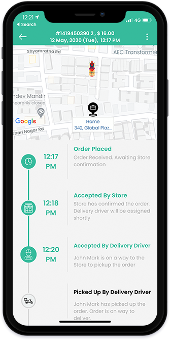 user see assigned driver for pickup of order