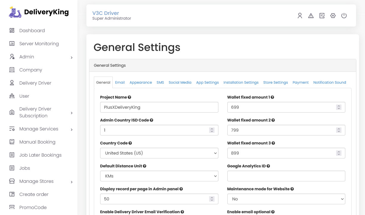 general settings