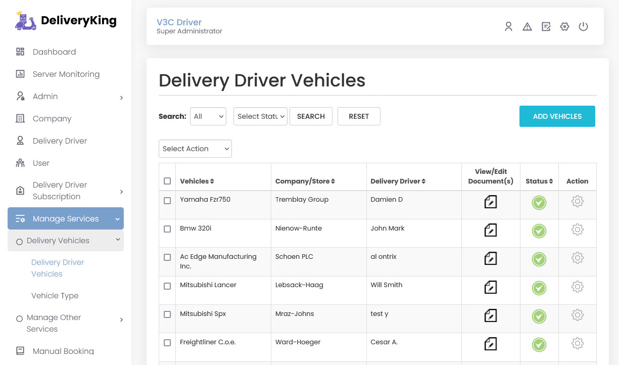 delivery driver vehicles