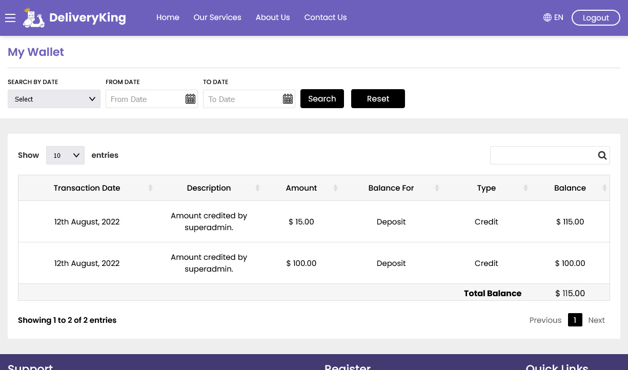 user wallet