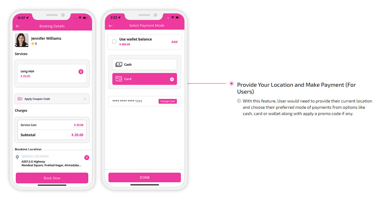 Provide Location and make payment