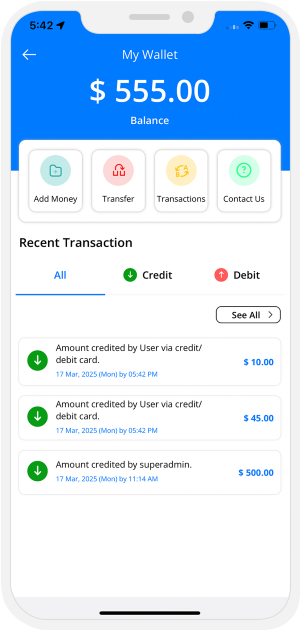 user and provider manage their wallet