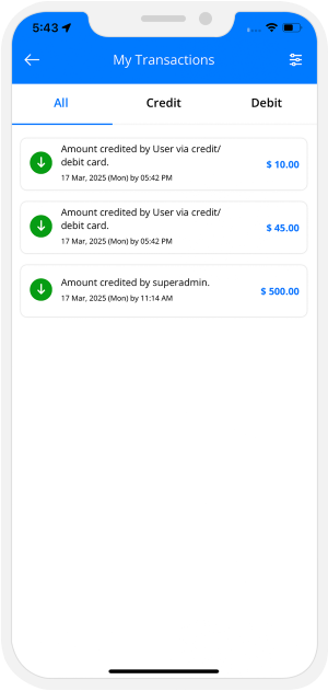user and provider manage their wallet