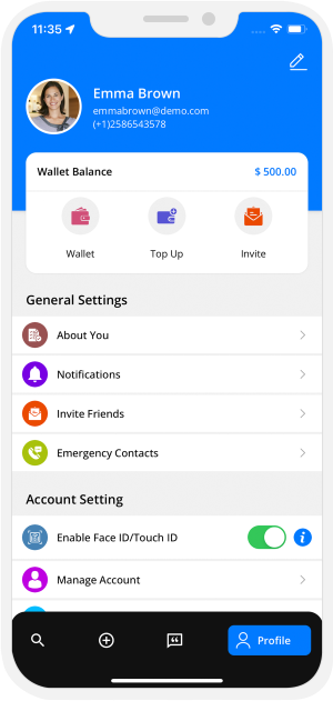 rider application menu option 