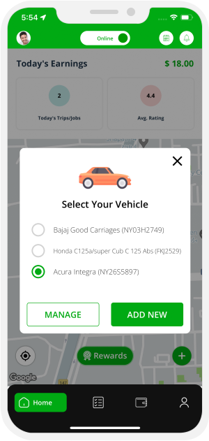 Select Vehicle