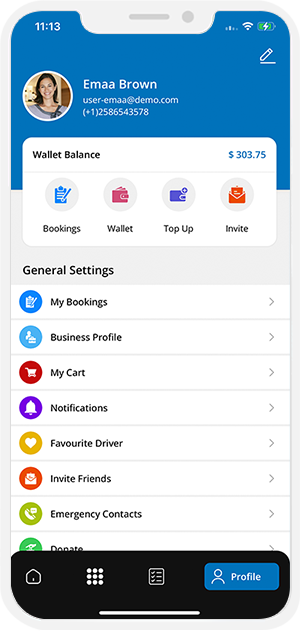Tow Truck user App menu Tow Truck user App menu