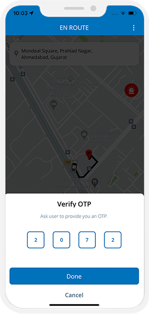 OTP Verification to Start the Ride