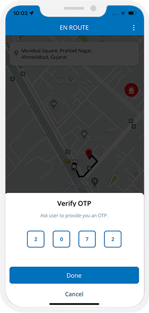 OTP Verification to Start the Ride OTP Verification to Start the Ride