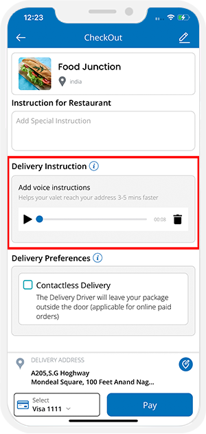 Voice Instruction for Delivery Driver