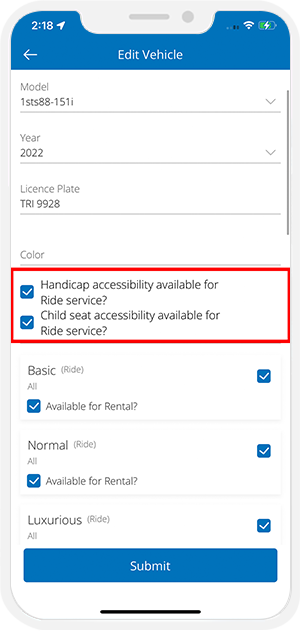 preference ride details