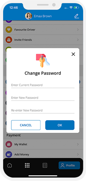 Change Password Screen Change Password Screen
