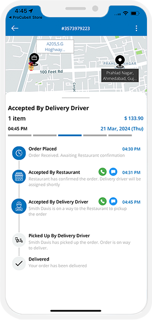 user see assigned driver for pickup of order