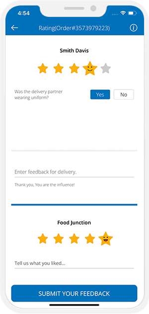 user rate & review to restaurant & driver