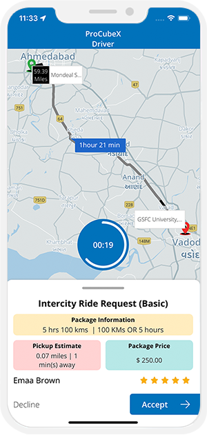 Driver accept or decline the request Driver accept or decline the request
