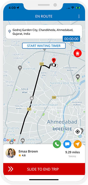 driver slide to end trip and rider get notification for Trip completed