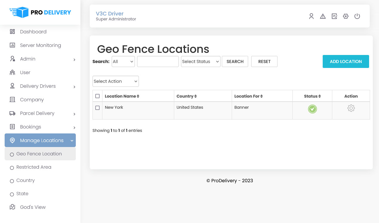 Geo Fence Locations