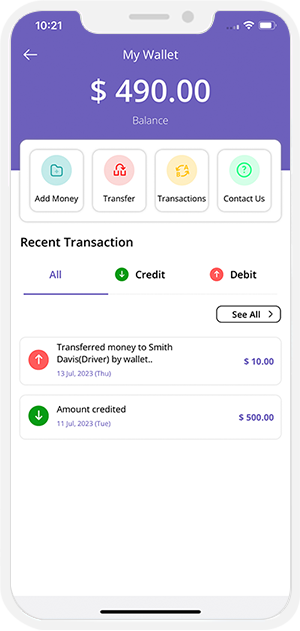 user and provider manage their wallet