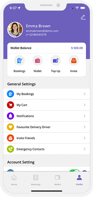 user app menu