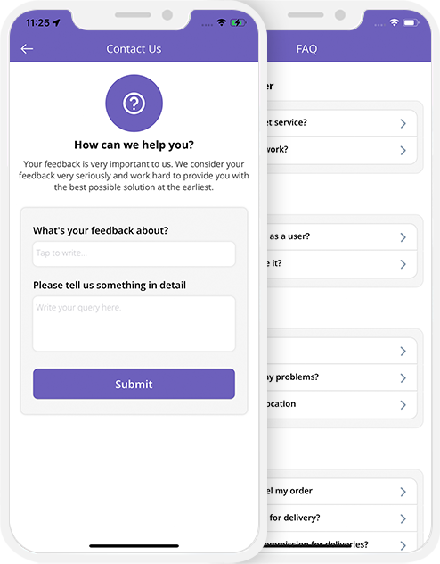 user app login and registration screen