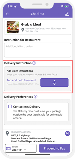 Voice Instruction for Delivery Driver