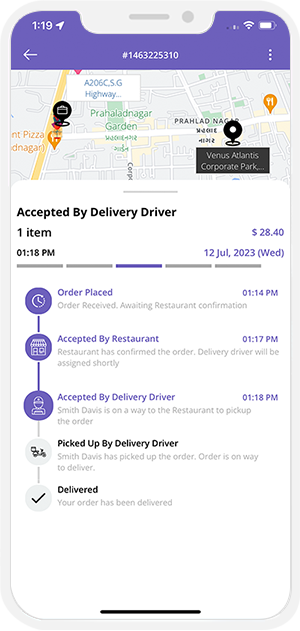 user see assigned driver for pickup of order