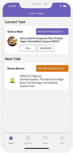 delivery driver see order picup address