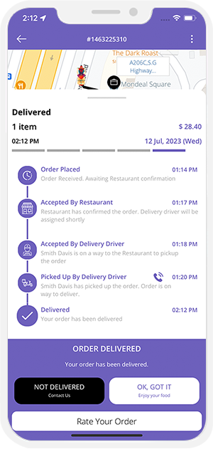 order delivered successful