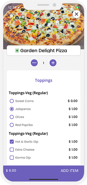 user add food item to basket