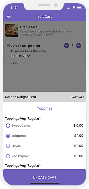 user add toppings
