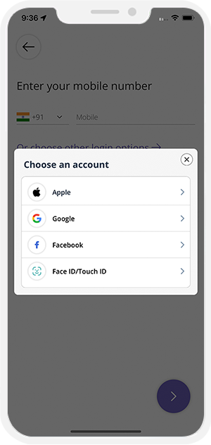 Face ID / Touch ID / Social Media Accounts