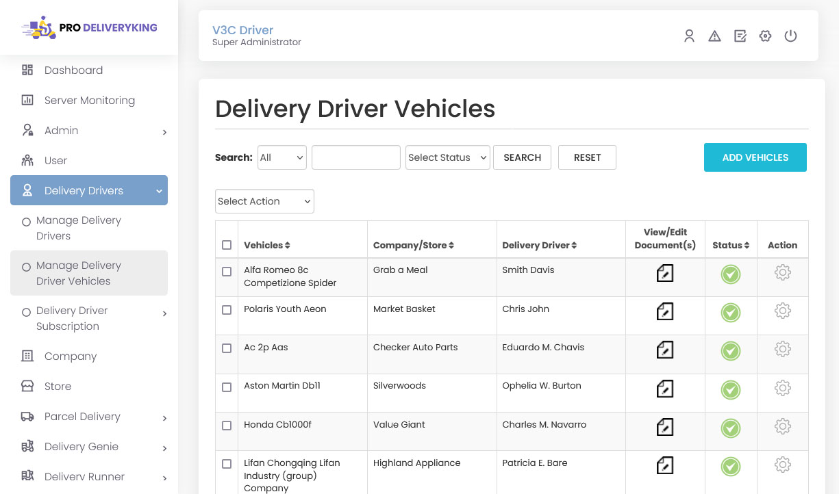 delivery driver vehicles