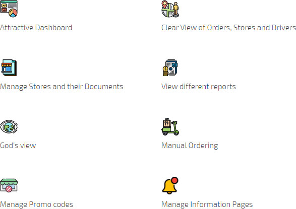 delivery admin panel features
