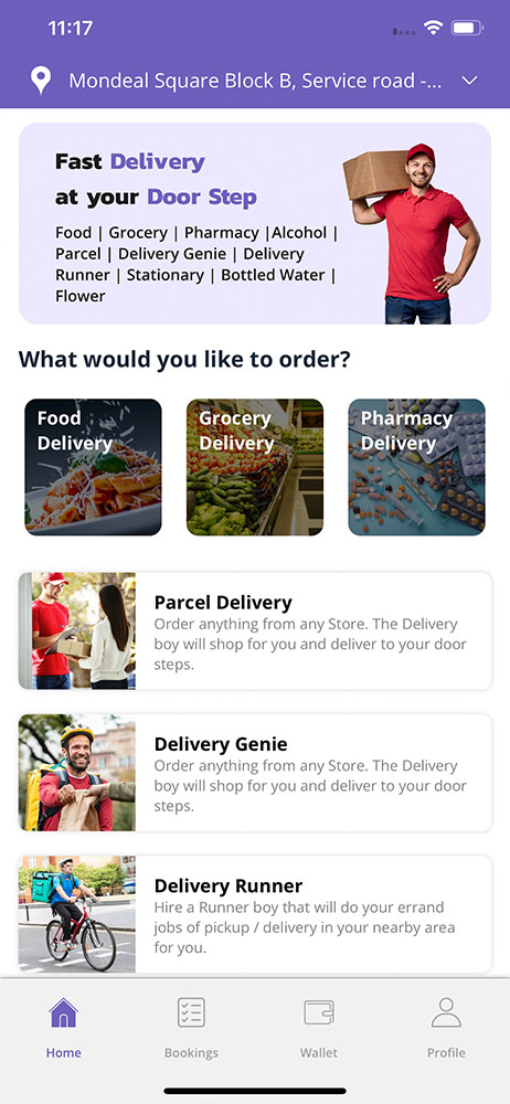 User app - List of delivery options
