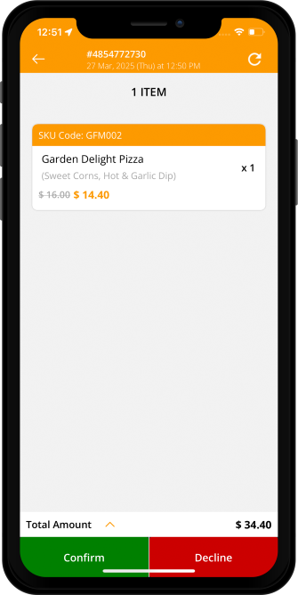 total bill amount confirm or decline