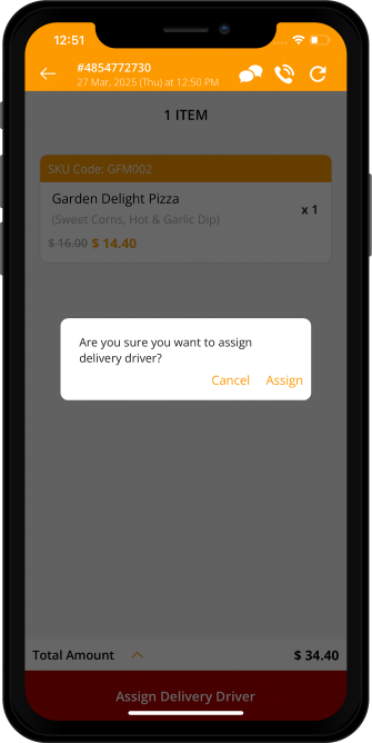 delivery driver assignment confirmation