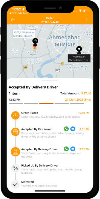 user see assigned driver for pickup of order